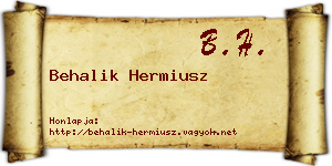 Behalik Hermiusz névjegykártya